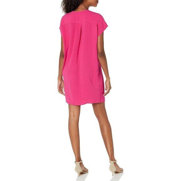Trina Turk Womens Size Large Pink Zipper Front Short-Sleeved Dress Cover Up NEW - Picture 2 of 3